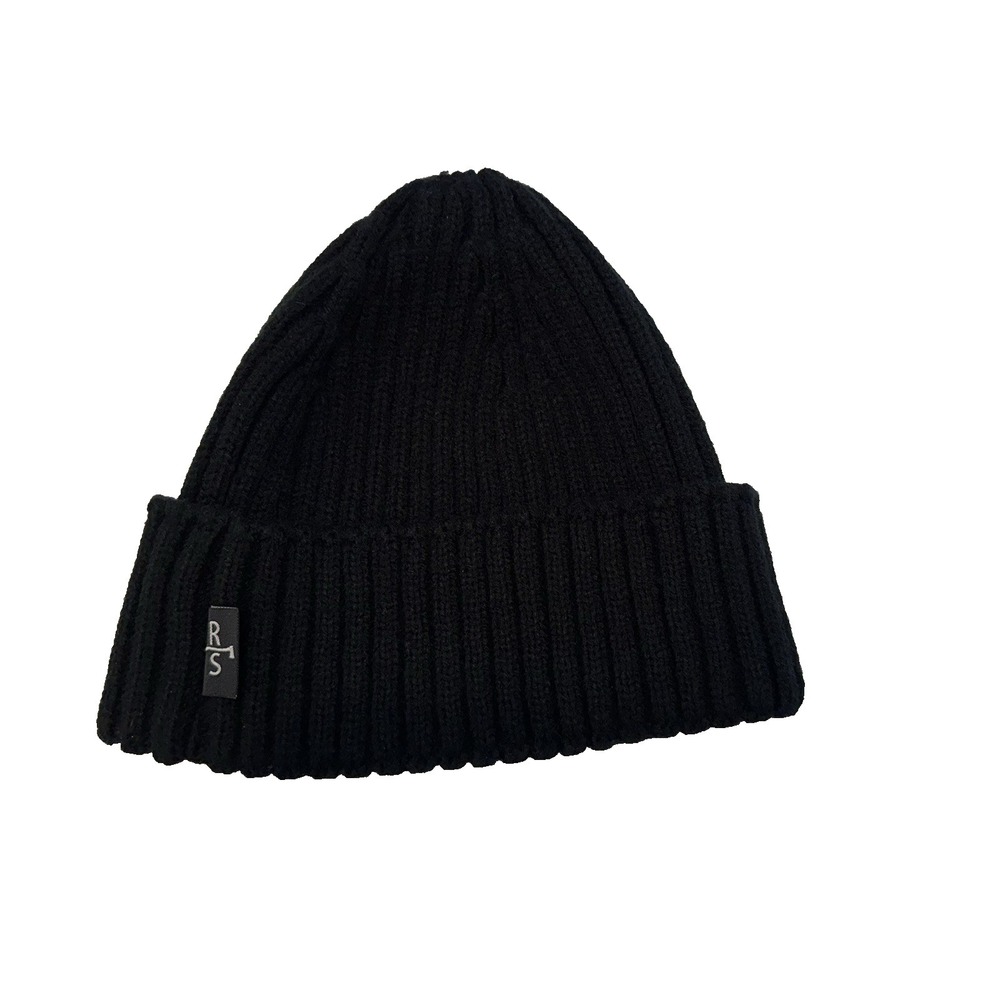 RS Mens Knitted Black Beanie Winter Hat